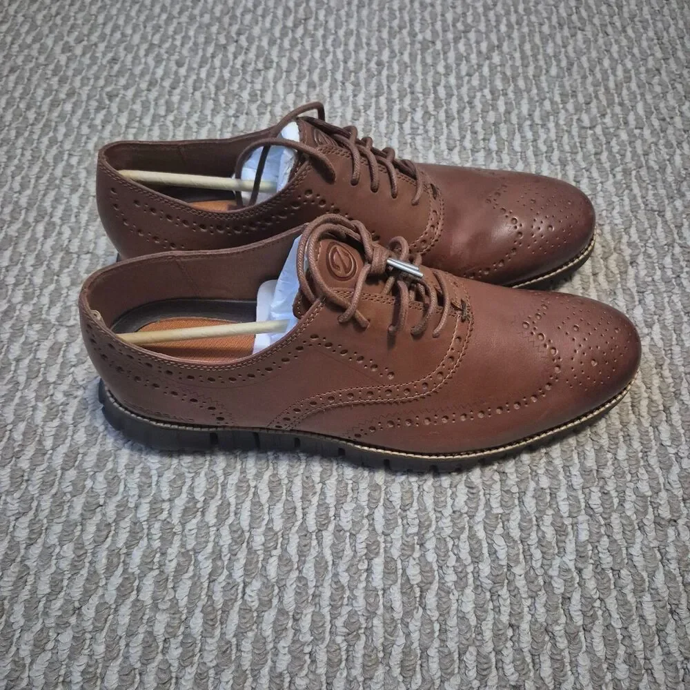Cole Haan Men's Zerogrand Wingtip Oxford Brown C29411 British Dress Shoes 12